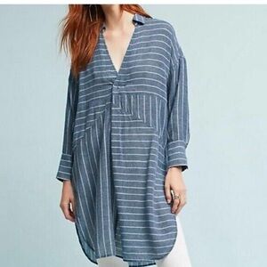 Anthropologie Akemi + Kin Strada Oversized Striped Longline  Popover Tunic Top